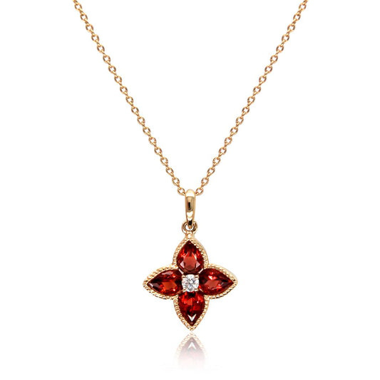 LaViano Fashion 14K Yellow Gold Garnet and Diamond Pendant