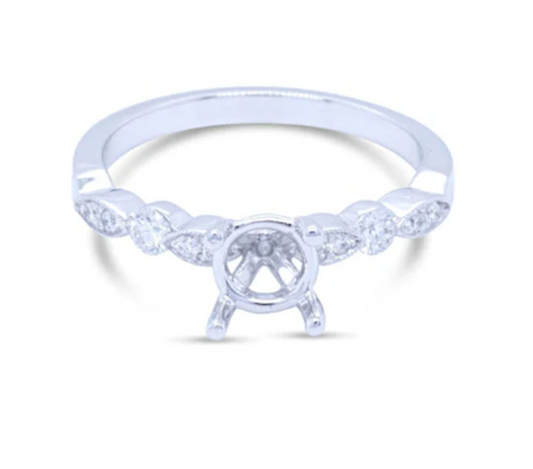 Pe Jay Creations .25 Carats Platinum Diamond Semi Mounting Ring