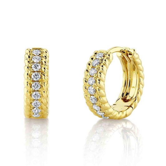 Shy Creation 14K Yellow Gold Diamond Earrings