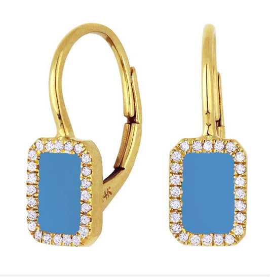 LaViano Fashion 14K Yellow Gold Turquoise and Diamond Earrings