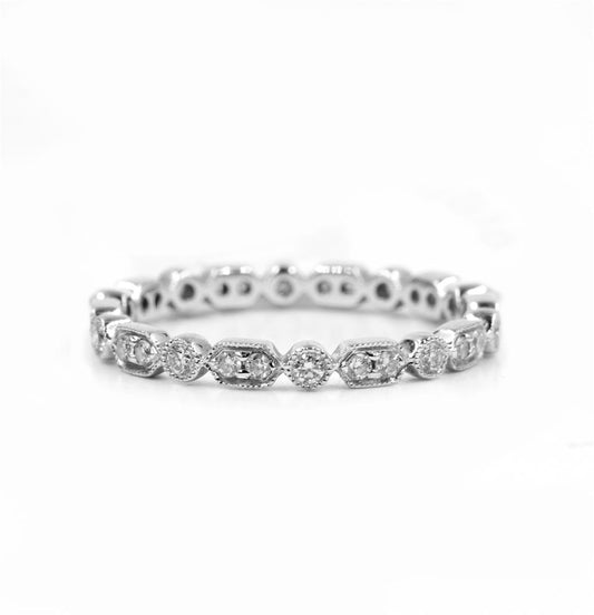 LaViano Fashion 14K White Gold Diamond Eternity Wedding Band