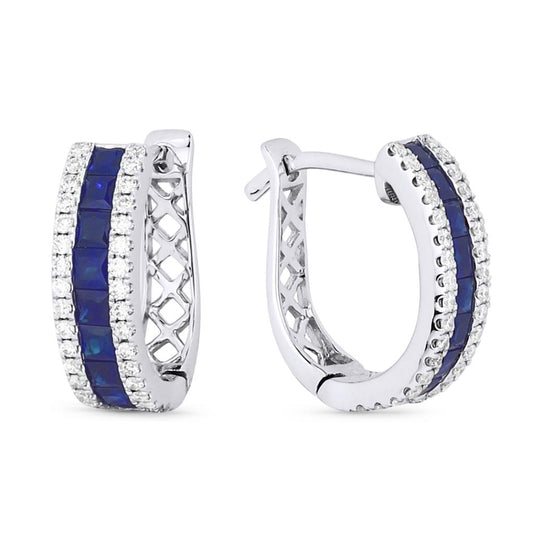 LaViano Fashion 14K White Gold Sapphire and Diamond Earrings