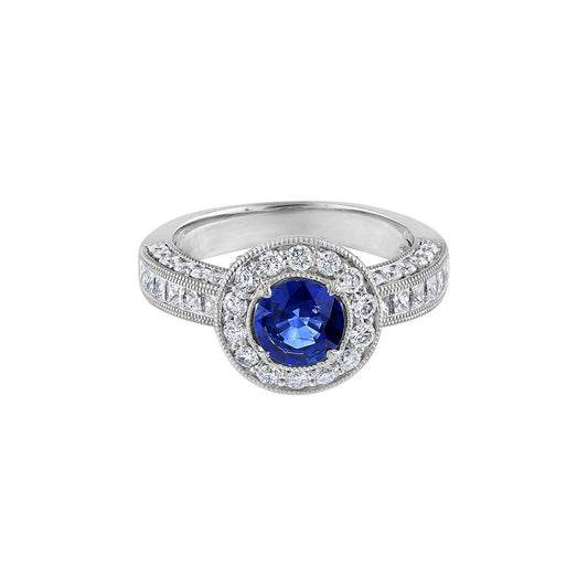 LaViano Bespoke 18K White Gold Sapphire and Diamond Ring