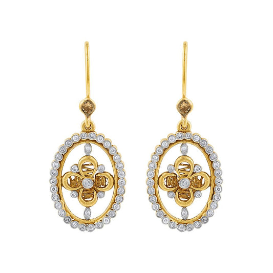 18K Yellow Gold and Diamond Earrings