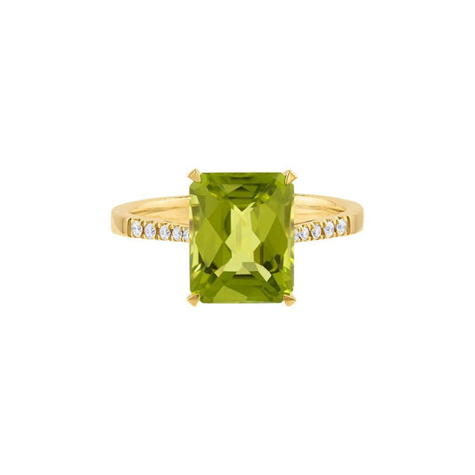 Pe Jay Creations 14K Yellow Gold Peridot and Diamond Ring