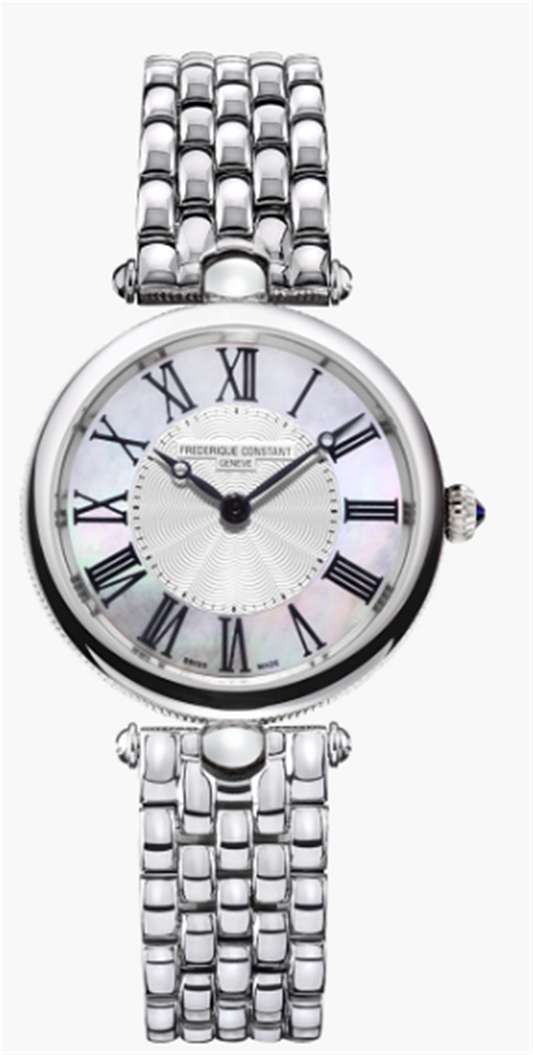 FC-200MPW2AR6B - Frederique Constant - Classics Art Deco Round Steel Tone 30 mm on bracelet - MOP Roman Numerals Guilloché Dial - quartz