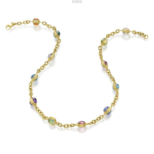 Mazza 14K Yellow Gold Multicolored Cabochon Necklace