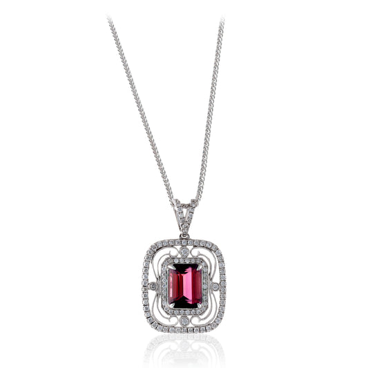 Simon G 18K White Gold Ruby and Diamond Pendant