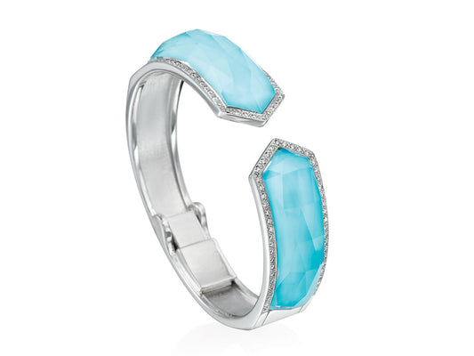 Stephen Webster 18K White Gold Turquoise with Clear Quartz Crystal Haze and Diamond Bracelet