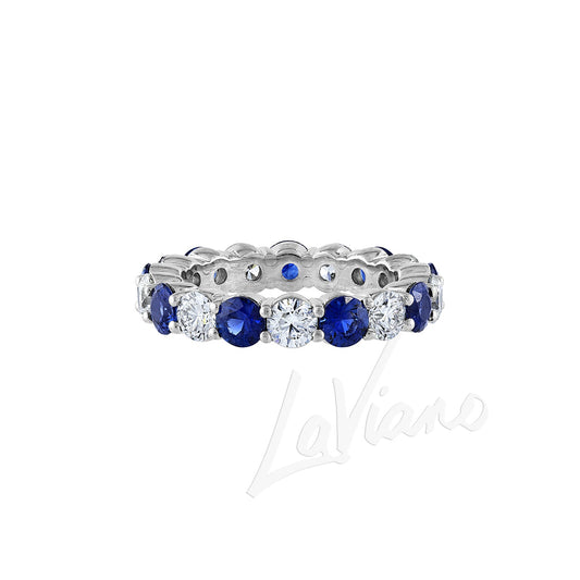 LaViano Fashion Platinum Sapphire and Diamond Eternity Wedding Band