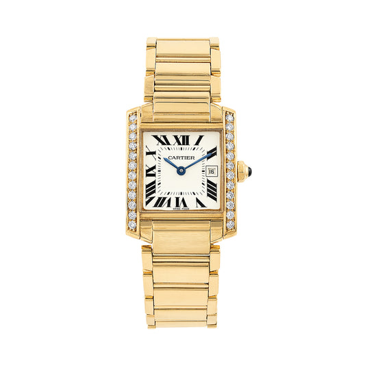 Cartier Tank Francaise 18k Gold Diamond Bezel 2466