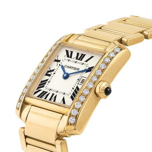 Cartier Tank Francaise 18k Gold Diamond Bezel 2466