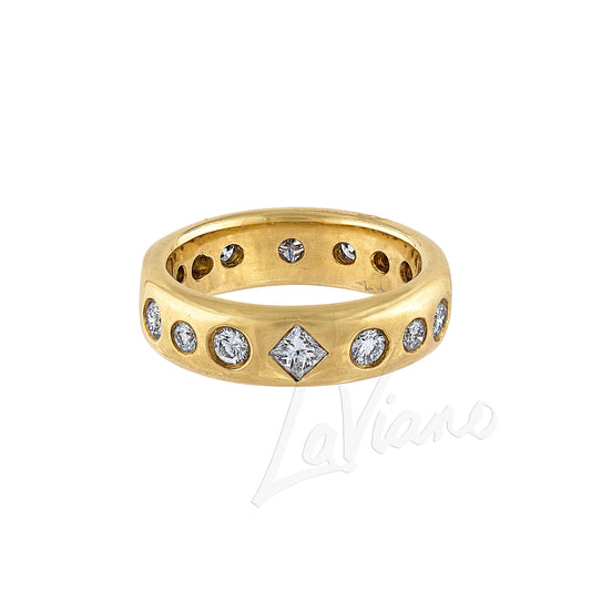 LaViano Fashion 18K Yellow Gold Diamond Eternity Wedding Band