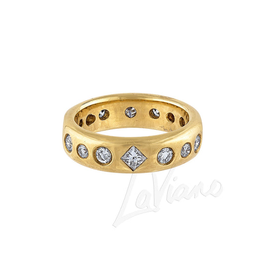 LaViano Fashion 18K Yellow Gold Diamond Eternity Wedding Band