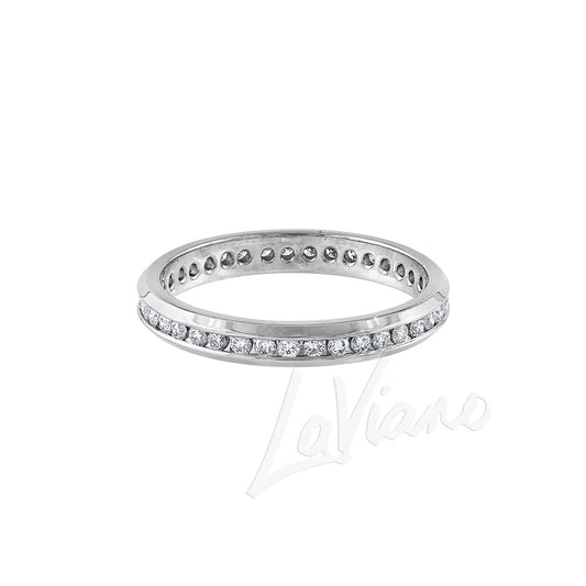 LaViano Fashion Platinum Diamond Skinny Eternity Wedding Band