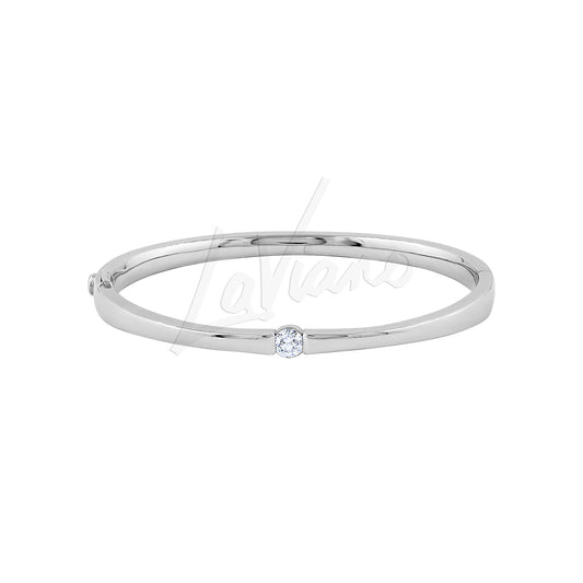 LaViano Fashion 18K White Gold Bangle with Center Diamond