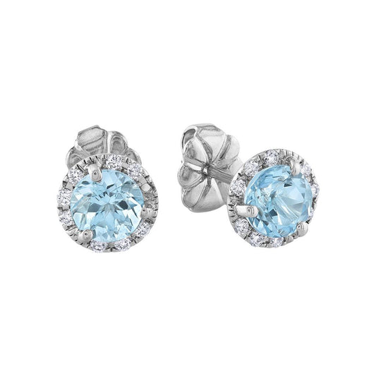 LaViano Fashion 14K White Gold Aquamarine and Diamond Earrings