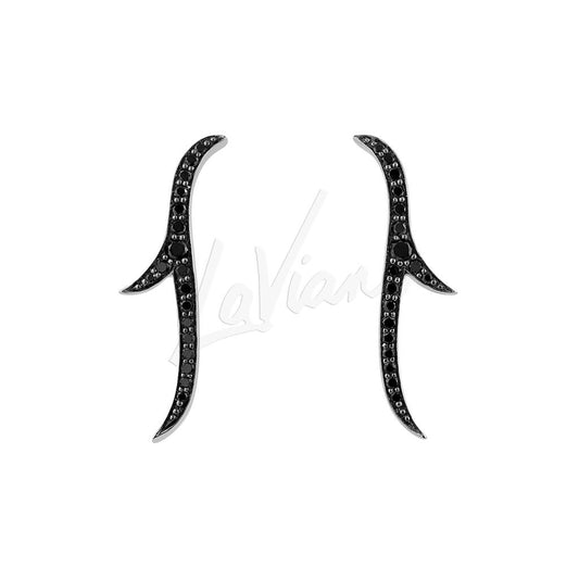 LaViano Fashion 18K White Gold Black Diamond Earrings Diamonds .22 Carats