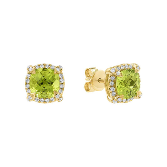 LaViano Fashion 14K Yellow Gold Peridot and Diamond Earrings