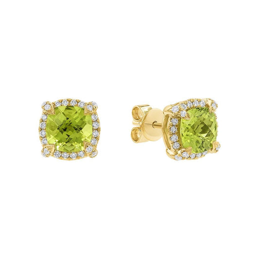 LaViano Fashion 14K Yellow Gold Peridot and Diamond Earrings