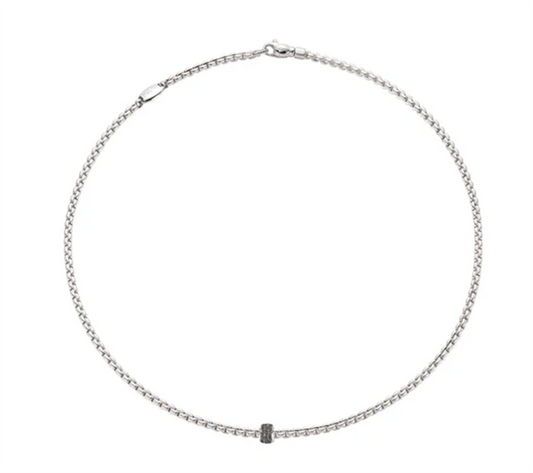 FOPE 18K White Gold Black Diamond Necklace Diamonds