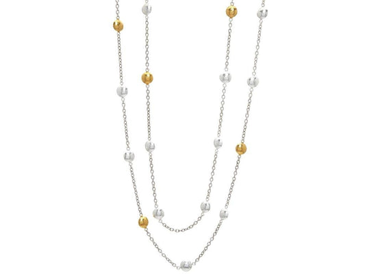 Gurhan Sterling Silver Necklace Layered with 24K Yellow Gold