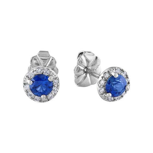 LaViano Fashion 14K White Gold Sapphire and Diamond Earrings