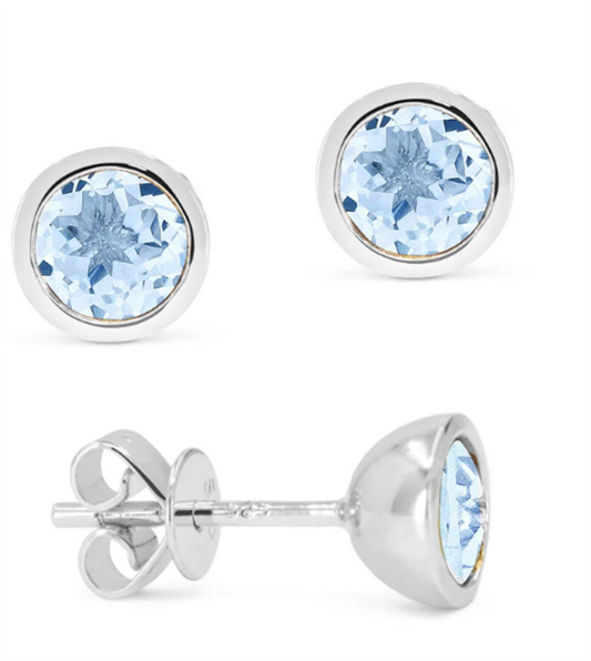 Laviano Fashion 14K White Gold Blue Topaz Earrings