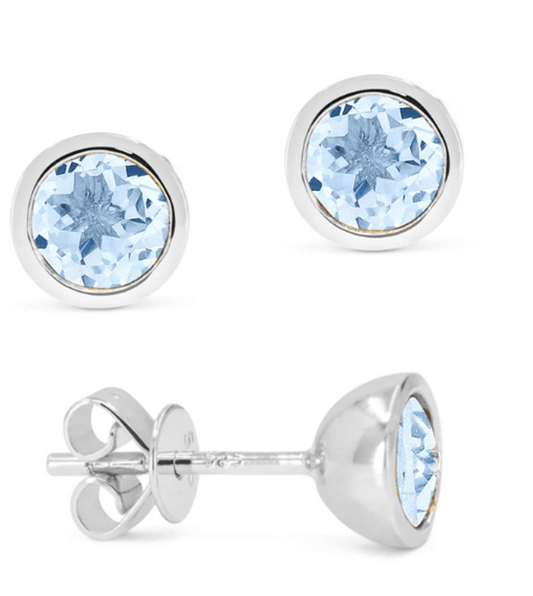 Laviano Fashion 14K White Gold Blue Topaz Earrings