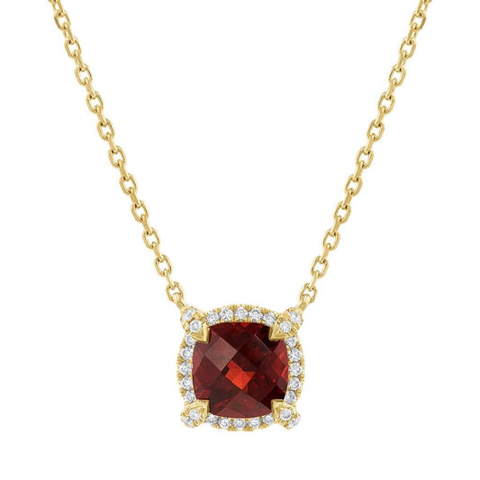 LaViano Fashion 14K Yellow Gold Garnet and Diamond Necklace