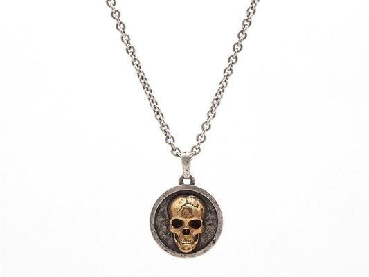 John Varvatos Sterlilng Silver and Brass Skull Pendant