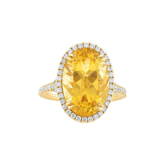 LaViano Fashion 18K Yellow Gold Golden Beryl and Diamond Ring