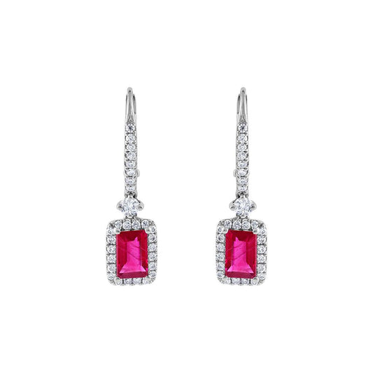 LaViano Fashion 18K White Gold Ruby and Diamond Earrings