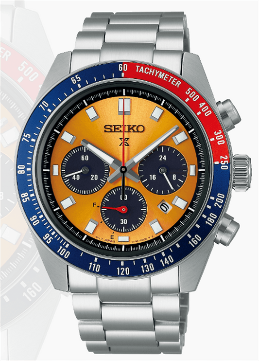 SEIKO PROSPEX SPEEDTIMER 41.4MM SS SOLAR CRONOGRAPH YELLOW DIAL SSC947