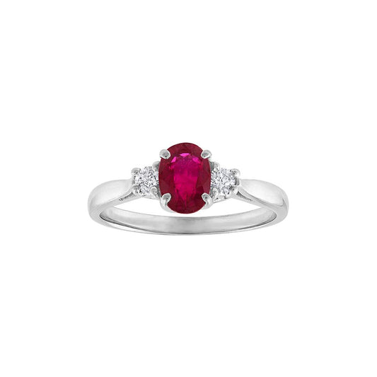 LaViano Fashion 14K White Gold Ruby and Diamond Ring