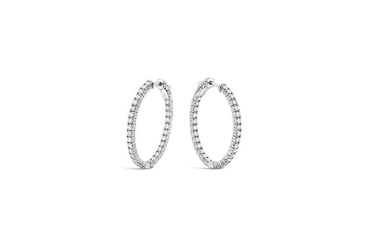 LaViano Fashion 14K White Gold Diamond Hoop Earrings