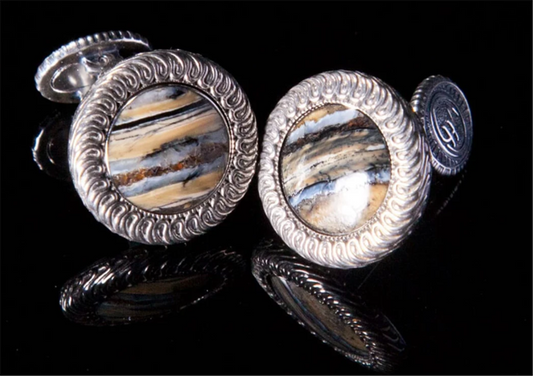 William Henry Sterling Silver Woolly Mammoth Tooth Cufflinks