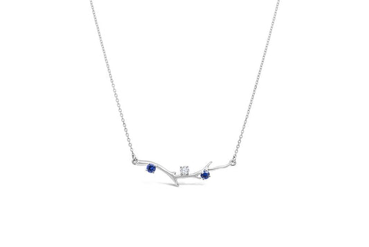 LaViano Fashion 14K White Gold Sapphire and Diamond Branch Necklace