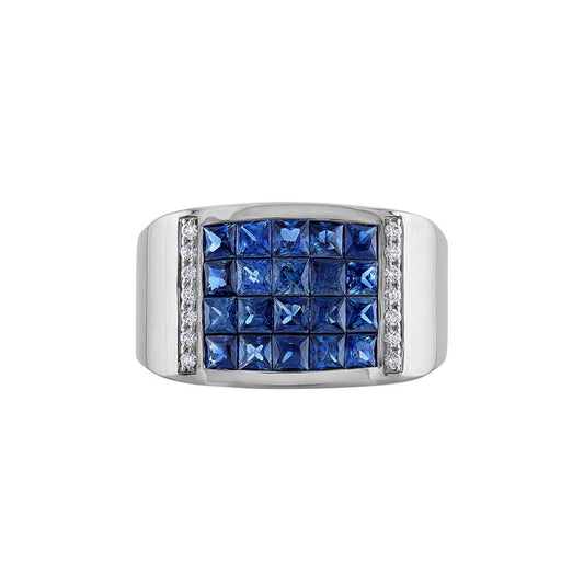 LaViano Fashion 18K White Gold Sapphire and Diamond Ring