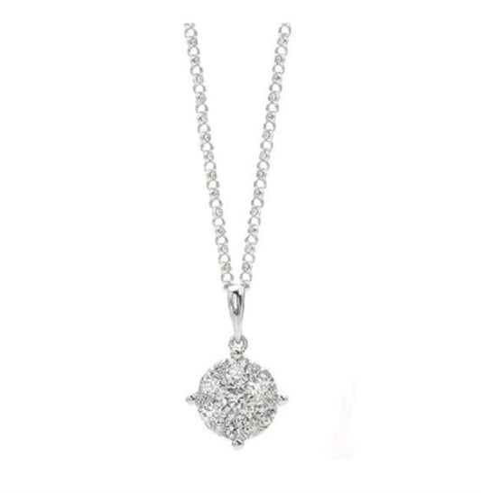 A Link 18K White Gold Diamond Cluster Pendant