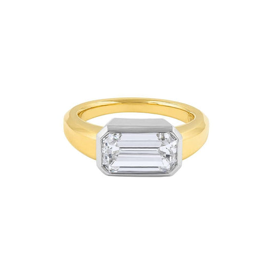 LaViano Fashion Platinum and 18K Yellow Gold Emerald Cut Diamond Ring