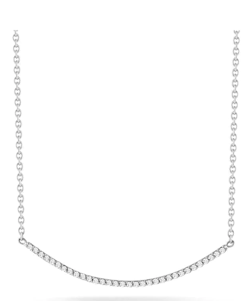 Barbela Design 14K White Gold Diamond Bar Necklace