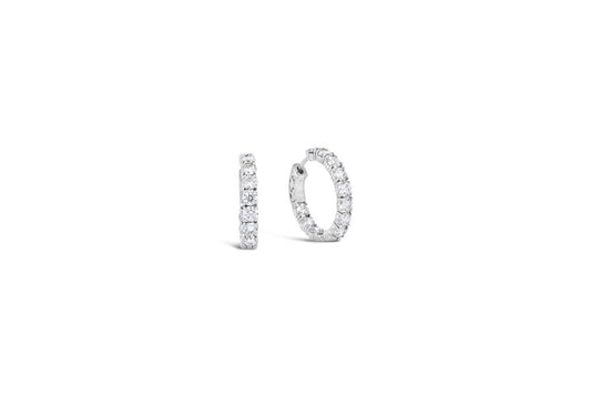 LaViano Fashion 14K White Gold Diamond Hoop Earrings