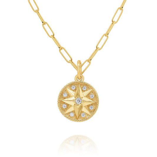 KC Designs 14K Yellow Gold Diamond North Star Necklace