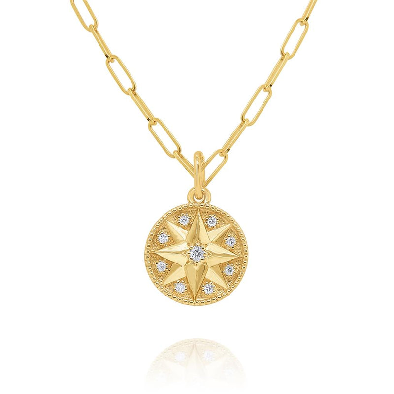 KC Designs 14K Yellow Gold Diamond North Star Necklace