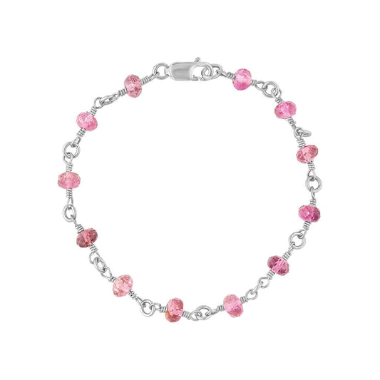 LaViano Fashon 14K White Gold Pink Tourmaline Baby Bracelet