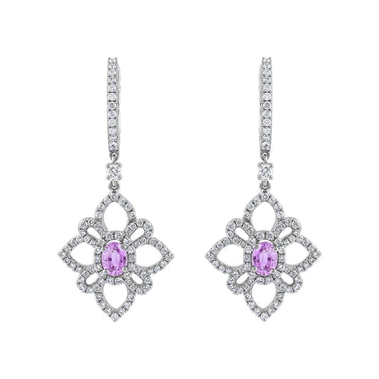 LaViano Fashion 18 White Gold Pink Sapphire and Diamond Earrings