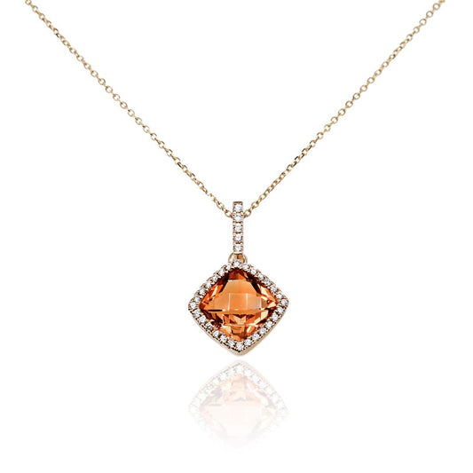 Pe Jay Creations 14K Yellow Gold Citrine and Diamond Pendant