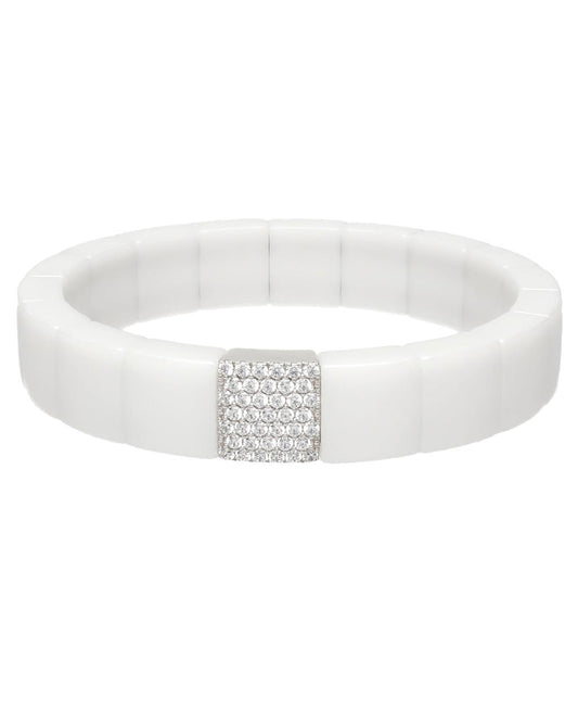 Roberto Demeglio Scacco 18K White Gold White Ceramic and Diamond Bracelet