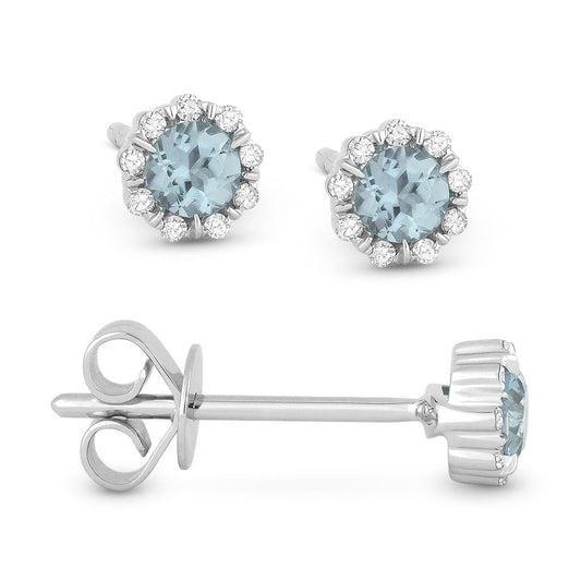 LaViano Fashion 14K White Gold Aquamarine and Diamond Earrings